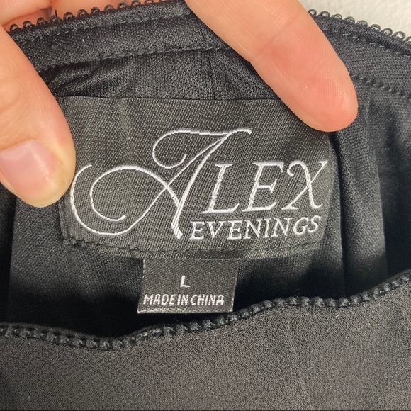 Alex Evenings Georgette Tea Length Black A Line Skirt Size Large / L - Picture 4 of 5